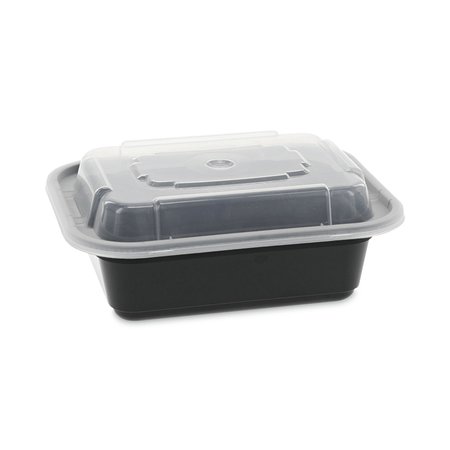 PACTIV EVERGREEN Newspring VERSAtainer Microwavable Containers, 12 oz, 4.5 x 5.5 x 1.75, Black/Clear, 150PK NC818B